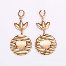 26643 Wholesale elegant women jewelry circle shaped heart design gold plated drop earrings